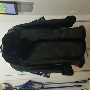 Real black leather jacket with faux fur trim
